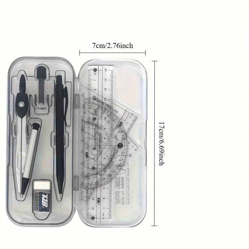 컴퍼스와 자 세트, 각도기, 삼각형 및 지우개가 포함된 - Math Geometry Set With Compass 리뷰 및 가격
