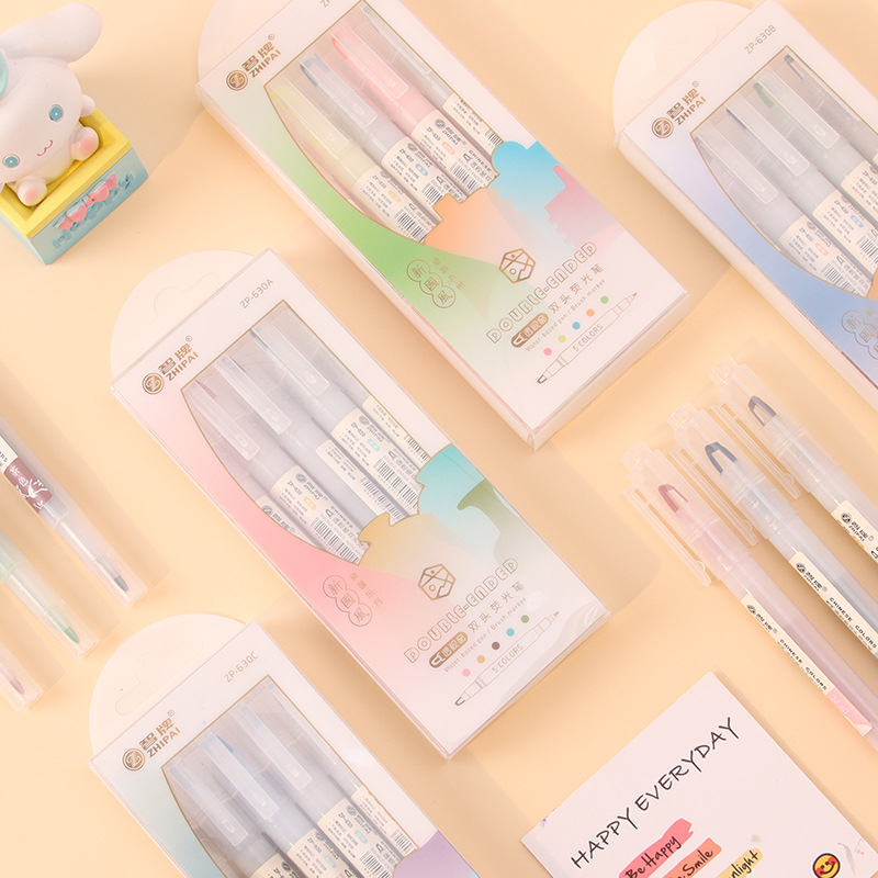 5개 세트 더블 팁 형광펜 귀여운 컬러 만화 마커 파스 - Pastel Highlighter Set Double Ended 리뷰 및 가격
