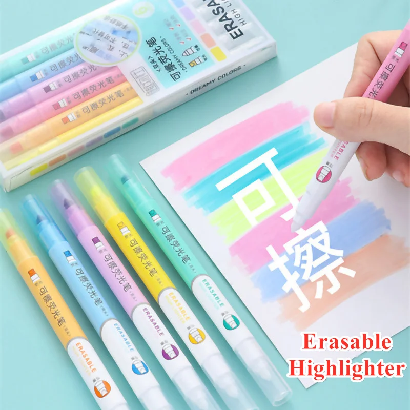 6 가지 색상 지울 수있는 형광펜 세트 학생을위한 양면 - Pastel Highlighter Set Double Ended 리뷰 및 가격