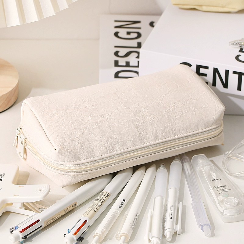 카와이 크림 가죽 연필 케이스 방수 대용량 문구 파우치 - Aesthetic Large Pencil Case Pouch 리뷰 및 가격