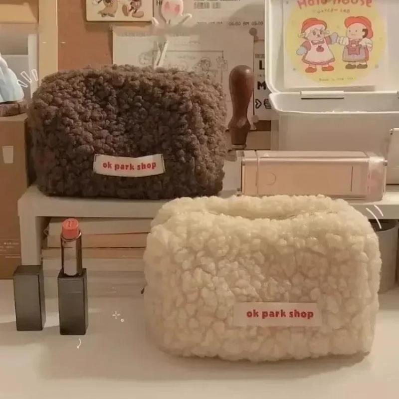 양털 플러시 보관 가방 심플한 미적 디자인 대용량 메이 - Aesthetic Large Pencil Case Pouch 리뷰 및 가격