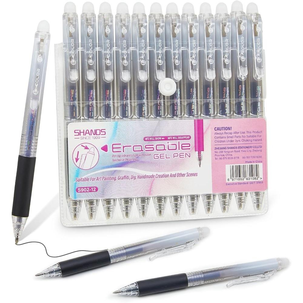 12팩 0.7mm 지울 수 있는 젤 펜, 부드러운 필기 - Retractable Eraser Pen Click 리뷰 및 가격