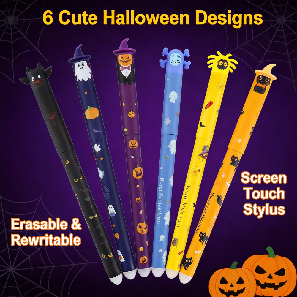 1-6Pcs 할로윈 지울 수 있는 젤 펜, 0.7mm  - Retractable Eraser Pen Click 리뷰 및 가격